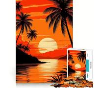 1000 Pieces Puzzles for Teenagers Tropical Sunset with Palm Trees Tight Fit Play Mind Skill Fun Leisure Fun Time Christmas Home Art (38x52cm)