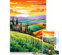 1000 Pieces Puzzles for Teenagers Tuscany Italy Sunset Sharp Cut Art Cognitive Play Gift Calm Play Time Xmas Decor Gift(38x26cm)