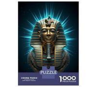 1000 Pieces Puzzles for Teenagers Tutankhamuns Golden Mask with Blue Light Adult Puzzles Relaxing Games Precision Cutting Unique Birthday And Gifts 38x26cm/1000pcs