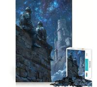 1000 Pieces Puzzles for Teenagers Two Knight in The Night Sharp Cut Craft Cognitive Fun Play Idle Time Game Christmas Home Art (38x52cm)