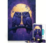 1000 Pieces Puzzles for Teenagers Two Owls Under The Moonlight Tight Fit Play Mind Skill Fun Leisure Fun Time Christmas Home Art (50x75cm)