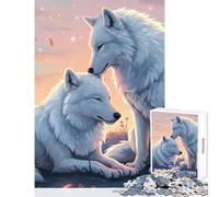 1000 Pieces Puzzles for Teenagers Two White Wolves in Pastel Landscape Adult Jigsaw Puzzles Pattern Assembly Fun Activities at Home Christmas Birthday Gifts (38x26cm)