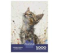 1000 Pieces Puzzles for Teenagers Upward Kitten Gaze Jigsaws for Adults Relaxing Games Hand Speed Race Stress Reduction Gifts 70x50cm/1000pcs