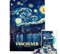 1000 Pieces Puzzles for Teenagers Vancouver Canada Starry Night Art Jigsaw for Adults Brain Teaser Game Pattern Assembly Help The Brain Exercise (Size 38x26cm)