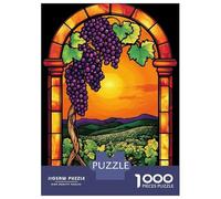 1000 Pieces Puzzles for Teenagers Vineyard Sunset Stained Glass Jigsaws for Adults Brain Teaser Game But Fun And Humorous Deal As Gifts for The Whole Family 38x26cm/1000pcs