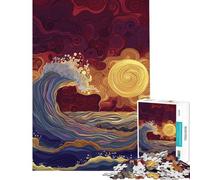 1000 Pieces Puzzles for Teenagers Waves Kissing Sunset Jigsaw for Adults Brain Teaser Game Pattern Assembly Help The Brain Exercise (Size 50x75cm)
