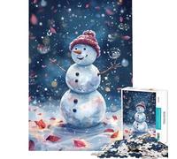 1000 Pieces Puzzles for Teenagers Whimsical Snowman in Winter Wonderland Challenging Game Toys Brain Teaser Game Stress Reliever Birthday Gifts (Size 38x26cm)