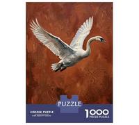 1000 Pieces Puzzles for Teenagers White Swan in Flight with Paisley Background Jigsaws for Adults Family Games Presents for Women Help The Brain Exercise 38x26cm/1000pcs