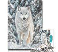 1000 Pieces Puzzles for Teenagers White Wolf in Winter Forest Unique Challenge Game Family Activities Funny Gift (size 50x75cm)