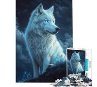 1000 Pieces Puzzles for Teenagers White Wolf with Blue Eyes Help The Brain Exercise Learning Educational Toy Wall Decor Suitable for People Aged 14 And Above (38X52cm)