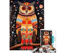 1000 Pieces Puzzles for Teenagers Wise Owl Tribal Style Jigsaw for Adults Brain Teaser Game Pattern Assembly Help The Brain Exercise (Size 50x75cm)