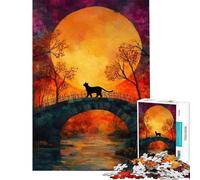 1000 Pieces Puzzles for Teenagers Witchcraft Black Cat Jigsaw for Adults Brain Teaser Game Pattern Assembly Help The Brain Exercise (Size 38x52cm)