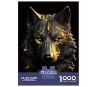 1000 Pieces Puzzles for Teenagers Wolf Gold Black Animals Puzzle for Adults DIY Toys Difficult Challenge Help The Brain Exercise 70x50cm/1000pcs