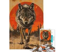 1000 Pieces Puzzles for Teenagers Wolf Portrait Red Sun Help The Brain Exercise For Family Fun Educational Games for 14+ Puzzle Game Offered (50x75cm)