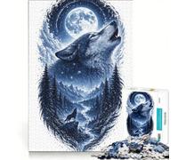 1000 Pieces Puzzles for Teenagers Wolf’s Call Under The Moon Practical Game For Family Fun Suitable for Desktop Decoration 50x75cm