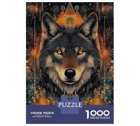 1000 Pieces Puzzles for Teenagers Wolf with Golden Eyes Geometric Style Jigsaws for Adults Brain Teaser Game But Fun And Humorous Deal As Gifts for The Whole Family 52x38cm/1000pcs