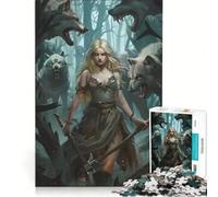 1000 Pieces Puzzles for Teenagers Woman Surrounded by Wolves Practical Game For Family Fun Suitable for Desktop Decoration 38x52cm