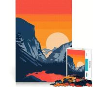 1000 Pieces Puzzles for Teenagers Yosemite Lake Sunset Art Tight Fit Play Mind Skill Fun Leisure Fun Time Christmas Home Art (38x52cm)
