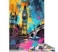 1000 Pieces Puzzles Jigsaw Adults Puzzle Standard Puzzle Graffiti Big Ben Jigsaw Family Decoration Educational Toy Games 1000pcs (75x50cm)