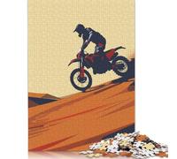 1000 Pieces Puzzles Motocross Dirtbike Desert Jigsaw Puzzles for Adults Woodenboard Puzzles Home Decoration Puzzle Toys 1000pcs (75x50cm)