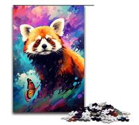 1000 Pieces Puzzles Red Panda And Butterfly by of Coloured Jigsaw Puzzles for Adults Wood Jigsaw Educational Game 75x50cm