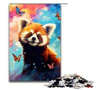 1000 Pieces Puzzles Red Panda And Butterfly by of Coloured Jigsaw Puzzles for Adults Wood Jigsaw Educational Game 75x50cm