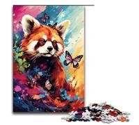 1000 Pieces Puzzles Red Panda And Butterfly by of Coloured Jigsaw Puzzles for Adults Wood Jigsaw Educational Game 75x50cm
