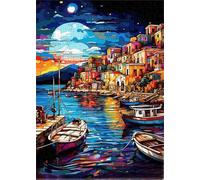 1000 Pieces Puzzles - Seaside Townss Posters - Colorful - Family Jigsaw Challenge Toys - Adult Stress Relief Game Art Picture Gifts Zx208Aw