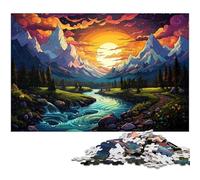 1000 Pieces Puzzles The Colorful Psychedelia of Moraine Lake Jigsaw Puzzles for Adults Wooden Jigsaw for Summer Lovers 1000pcs(75x50cm)