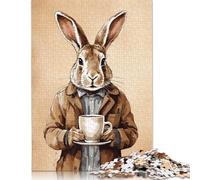 1000 Pieces Rabbit Animals Coffee Puzzles Wooden Puzzle for Adults And Teenager Puzzling for Gift 1000pcs (75x50cm)