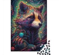 1000 Pieces Raccoon Jigsaw Puzzle, Creative Rectangular Paper Jigsaw Puzzles for Adults, Large Puzzles for Family Educational Game 1000pcs (38x26cm)