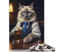 1000 Pieces Ragdoll Cat in The Pub Jigsaw Puzzles for Adults Paper Puzzles for Adults Teenager Man Woman Gift 1000pcs (38x26cm)