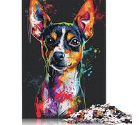 1000 Pieces Rat Terrier Dog Art Jigsaw Puzzles for Adults Wooden Puzzles for Adults Teenager Man Woman Gift 1000pcs (75x50cm)