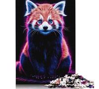1000 Pieces Red Panda Neon Creative Square Jigsaw Puzzles for Adults & Wooden Puzzles Challenging Game 1000pcs (75x50cm)