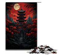 1000 Pieces Red Temple And Darkness of The Moon Puzzle Game Jigsaw for Adults Suitable for Couples for And Teenager Age 14 Years Up 75x50cm