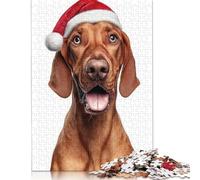 1000 Pieces Redbone Coonhound Dog with Santa Hat Jigsaw Puzzles for Adults Puzzles Jigsaw Puzzles for Adults Educational Game Challenge Toy 300pcs (40x28cm)
