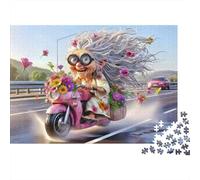 1000 Pieces Retro Scooter Theme Jigsaw Puzzle Paper Brain Teaser for Adults Artful Motorbike Jigsaw Home Wall Decor Gift 38x26cm/1000pcs