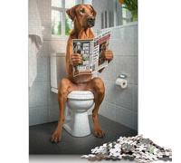 1000 Pieces Rhodesian Ridgeback Toilet Jigsaw Square Puzzle for Adults Wooden Puzzles Unique Challenge Games 1000pcs (75x50cm)
