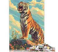 1000 Pieces Roaring Tiger in Floral Landscape for Adults Difficult Jigsaw Puzzles Puzzles for Adults Family Activity Jigsaw Puzzles 1000pcs (75x50cm)