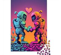 1000 Pieces Robot Love Affair Jigsaw Puzzles for Adults Wooden Puzzles for Adults Teenager Man Woman Gift 1000pcs (75x50cm)