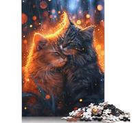 1000 Pieces Romantic Cat Couple Puzzles Wooden Puzzle for Adults And Teenager Puzzling for Gift 1000pcs (75x50cm)