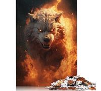 1000 Pieces Running Wolf Evil Fire Jigsaw Puzzles Adults Difficulty Puzzles Strengthen Relationships between Family Members 1000pcs (38x26cm)