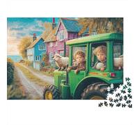 1000 Pieces Rural Tractor Scene Jigsaw Puzzle Adults Teens Fun Relaxation Activity Childhood Farm Adventure Precision Fit Gift Box 70x50cm/1000pcs