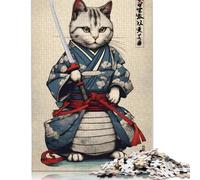 1000 Pieces Samurai Cat Japanese Art Jigsaw Puzzles Adults Difficulty Jigsaw Puzzles Education Toys Games 1000pcs (75x50cm)