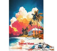 1000 Pieces Sanibel Island Art Poster Jigsaw Puzzles for Adults Jigsaw Puzzle for Family Time Brain Challenge (75x50cm)