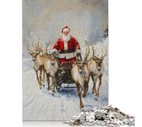 1000 Pieces 'Santa Claus Reindeer Sleigh Puzzles Jigsaw Adults Difficulty Jigsaw Puzzle Relaxing Games Toy (75x50cm)