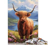 1000 Pieces Scottish Cow Jigsaw Puzzles for Adults Wooden Puzzles for Adults Teenager Man Woman Gift 1000pcs (75x50cm)
