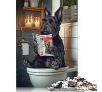 1000 Pieces Scottish Terrier on The Toilet Jigsaw Puzzles for Adults Paper Puzzle Educational Game for Adult Teenagers 1000pcs (75x50cm)