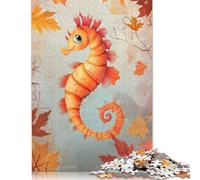 1000 Pieces Seahorse with Autumn Leaves Jigsaw Puzzles for Adults Paper Puzzles for Adults Teenager Man Woman Gift 1000pcs (38x26cm)