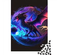 1000 Pieces Shadow Dragon Jigsaw Square Puzzle for Adults Paper Puzzles Unique Challenge Games 38x26cm/1000pcs